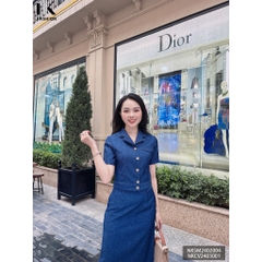 NK Fashion Áo Sơ Mi Denim Nữ Cổ Vest NK Fashion Thiết Kế Công Sở Nữ, Chiết Eo, Chất Liệu Nhập Hàn Cao Cấp NKSM2402004