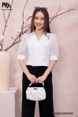 Áo Sơ Mi Cổ Vest Giao Cúc Phối Tơ Ánh  NKSM2112016