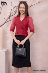 Áo Sơ Mi Cổ Vest Giao Cúc Phối Tơ Ánh  NKSM2112016