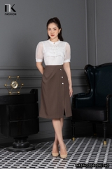 Áo Sơ Mi Nữ NK Fashion Thiết Kế Phối Tơ Thân Xếp Tay Bồng, Chất Vải Nhập Hàn Cao Cấp NKSM2206004