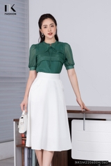 Áo Sơ Mi Nữ NK Fashion Thiết Kế Phối Tơ Thân Xếp Tay Bồng, Chất Vải Nhập Hàn Cao Cấp NKSM2206004