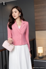 Áo Vest Công Sở Nữ NK Fashion Thiết Kế Dáng Lửng Dài Tay Kèm Cúc Bọc, Chất Liệu Nhập Hàn Cao Cấp NKFAK2109003