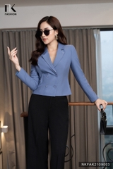Áo Vest Công Sở Nữ NK Fashion Thiết Kế Dáng Lửng Dài Tay Kèm Cúc Bọc, Chất Liệu Nhập Hàn Cao Cấp NKFAK2109003