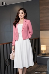 Áo Vest Công Sở Nữ NK Fashion Thiết Kế Dáng Lửng Dài Tay Kèm Cúc Bọc, Chất Liệu Nhập Hàn Cao Cấp NKFAK2109003