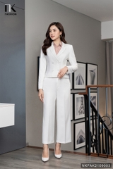 Áo Vest Công Sở Nữ NK Fashion Thiết Kế Dáng Lửng Dài Tay Kèm Cúc Bọc, Chất Liệu Nhập Hàn Cao Cấp NKFAK2109003