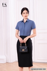 Áo Sơ Mi Nữ Công Sở Cộc Tay NK Fashion Thiết Kế Cổ Đức Trơn Màu, Thời Trang, Chất Liệu Nhập Hàn Cao Cấp NKSM2201008