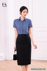 Áo Sơ Mi Nữ Công Sở Cộc Tay NK Fashion Thiết Kế Cổ Đức Trơn Màu, Thời Trang, Chất Liệu Nhập Hàn Cao Cấp NKSM2201008