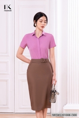 Áo Sơ Mi Nữ Công Sở Cộc Tay NK Fashion Thiết Kế Cổ Đức Trơn Màu, Thời Trang, Chất Liệu Nhập Hàn Cao Cấp NKSM2201008