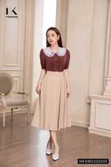 Sơ Mi Cổ Tơ Bầu Dọc Nếp Thiết Kế NKSM2302005