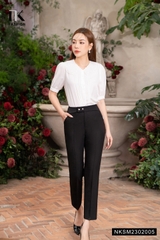 Sơ Mi Cổ Tơ Bầu Dọc Nếp Thiết Kế NKSM2302005