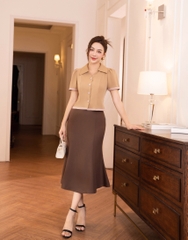 NK FASHION Áo Sơ Mi Cộc Tay V Cổ Phối Cổ NKSM2305005