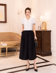 NK FASHION Áo Sơ Mi Cộc Tay V Cổ Phối Cổ NKSM2305005