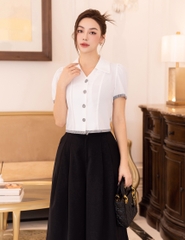NK FASHION Áo Sơ Mi Cộc Tay V Cổ Phối Cổ NKSM2305005