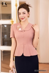 Áo Sơ Mi Dáng Peplum Xếp Cổ Sen NKFSM2305037