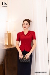 Áo Sơ Mi Dáng Peplum Xếp Cổ Sen NKFSM2305037
