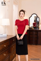 NK FASHION Áo Sơ Mi Dáng Peplum Vạt Chéo Nơ NKFSM2305036