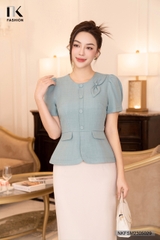 Áo Kí Giả Dáng Peplum Trơn Nơ Cổ NKFSM2305029