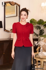 Áo Kí Giả Dáng Peplum Trơn Nơ Cổ NKFSM2305029