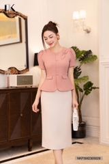 Áo Kí Giả Dáng Peplum Trơn Nơ Cổ NKFSM2305029