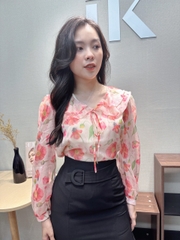 Áo Sơ Mi Dài Tay Hoa Cổ Bèo NKFSM2303007
