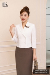 Áo Vest Lửng Giao Cúc Phối Lá Cổ  NKAK2307001