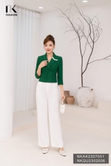 Áo Vest Lửng Giao Cúc Phối Lá Cổ  NKAK2307001
