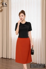 NK FASHION Áo Sơ Mi Cộc Tay Xếp Hoa Vai Sang Trọng, Quý Phái  NKSM2307001