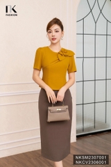 NK FASHION Áo Sơ Mi Cộc Tay Xếp Hoa Vai Sang Trọng, Quý Phái  NKSM2307001