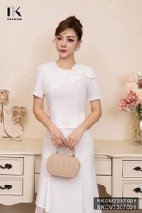 NK FASHION Áo Sơ Mi Cộc Tay Xếp Hoa Vai Sang Trọng, Quý Phái  NKSM2307001