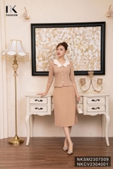Áo Sơ Mi Tay Lỡ Phối Cổ Xẻ Cúc Bọc NKSM2307009