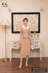Áo Sơ Mi Tay Lỡ Phối Cổ Xẻ Cúc Bọc NKSM2307009