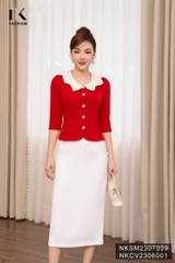 Áo Sơ Mi Tay Lỡ Phối Cổ Xẻ Cúc Bọc NKSM2307009