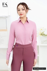 Áo Sơ Mi Dài Tay Cổ Đức Nẹp Dấu Khuy cơ bản phù hợp nhiều kiểu dáng NKSM2010011 ( Ko kèm QU/CV/PK)