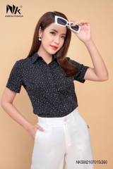 Áo Sơ Mi Cộc Tay Cổ Đức Chấm Bi NKSM2107015