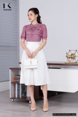 Áo Sơ Mi Nữ NK Fashion Thiết Kế Phối Tơ Thân Xếp Tay Bồng, Chất Vải Nhập Hàn Cao Cấp NKSM2206004