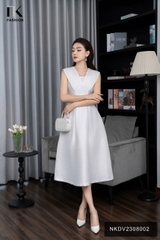 Đầm Gấm Xòe Xếp Vai 2 Lớp NK Fashion Thời Trang, Sang Trọng, Quý Phái NKDV2308002