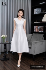 Đầm Gấm Xòe Xếp Vai 2 Lớp NK Fashion Thời Trang, Sang Trọng, Quý Phái NKDV2308002