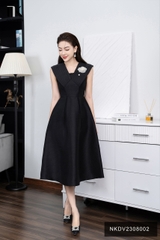 Đầm Gấm Xòe Xếp Vai 2 Lớp NK Fashion Thời Trang, Sang Trọng, Quý Phái NKDV2308002