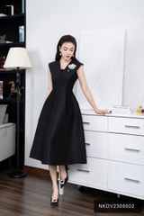 Đầm Gấm Xòe Xếp Vai 2 Lớp NK Fashion Thời Trang, Sang Trọng, Quý Phái NKDV2308002