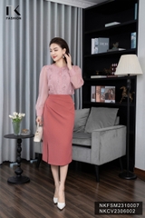 Áo Sơ Mi Dáng Suông Ren Hoa 3D Phối Tay NKFSM2310007
