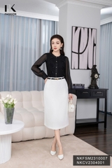 Áo Sơ Mi Dáng Suông Ren Hoa 3D Phối Tay NKFSM2310007