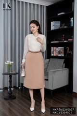 Áo Sơ Mi Dáng Suông Ren Hoa 3D Phối Tay NKFSM2310007
