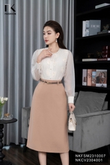 Áo Sơ Mi Dáng Suông Ren Hoa 3D Phối Tay NKFSM2310007