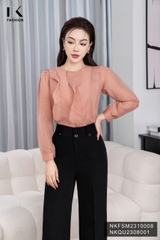 Áo Sơ Mi Dáng Suông Tơ Bèo Dọc Thân NKFSM2310008