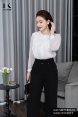 Áo Sơ Mi Dáng Suông Tơ Bèo Dọc Thân NKFSM2310008