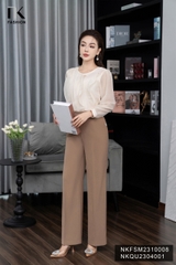 Áo Sơ Mi Dáng Suông Tơ Bèo Dọc Thân NKFSM2310008