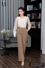 Áo Sơ Mi Dáng Suông Tơ Bèo Dọc Thân NKFSM2310008