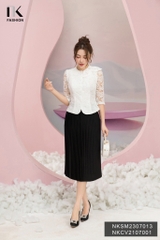 Áo Sơ Mi Ren Dáng Ôm Nơ Cổ Trẻ Trung, Cuốn Hút NKSM2307013