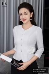Áo Sơ Mi Peplum Cổ Tròn Tà Đơn NKSM2308007