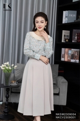 Áo Sơ Mi Hoa Dài Tay Phối Cổ Tơ NKSM2309004